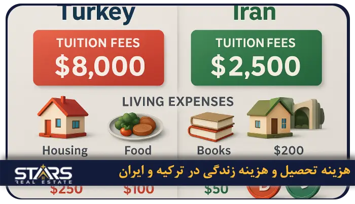 مقایسه تحصیل در ترکیه با تحصیل در ایران؛شرایط، هزینه ها و مزایا در ۲۰۲۵ 3 مقایسه هزینه تحصیل و هزینه زندگی در ترکیه و ایران